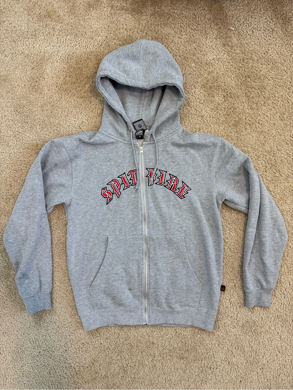 Spitfire Old E Grey Zip Hoodie